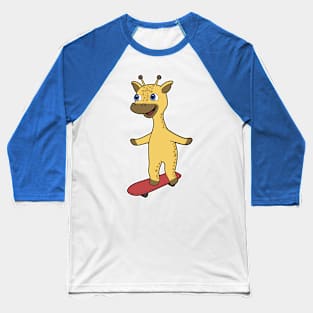 Giraffe as Skater with Skateboard Baseball T-Shirt